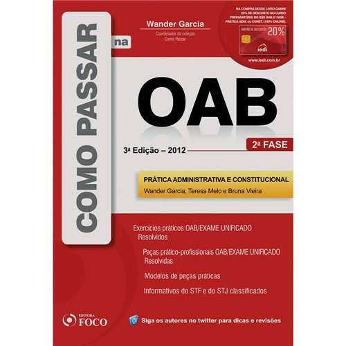 Livro - Como Passar na OAB 2ª Fase: Pratica Administrativa e Constitucional