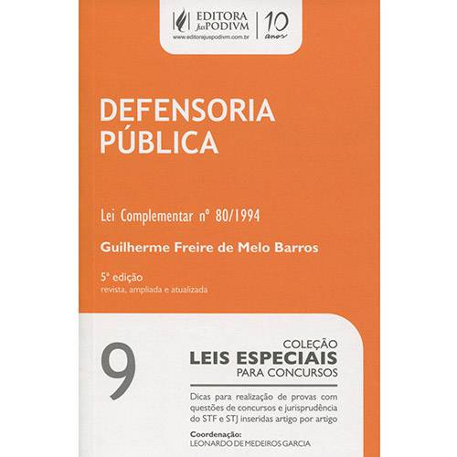 Livro - Defensoria Pública 9: Lei Complementar Nº 80/1994 - Leis Especiais para Concursos
