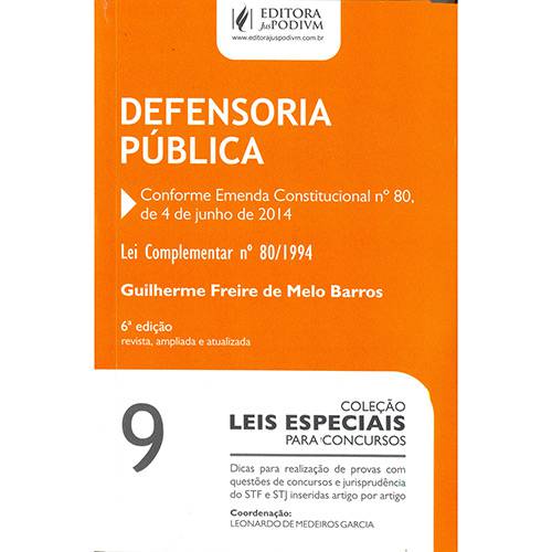 Livro - Defensoria Pública - Coleção Leis Especiais para Concursos - Vol. 9