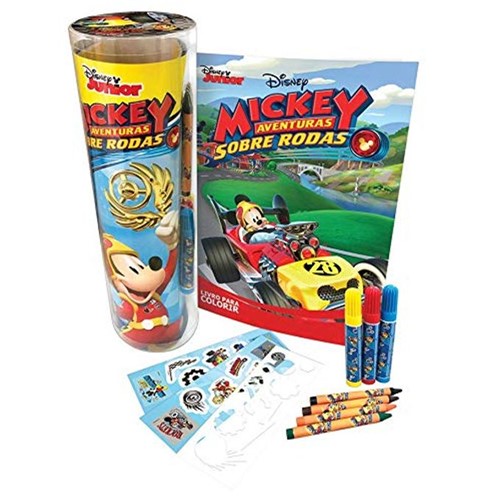 Livro Disney - Tubo Histórias e Livro para Colorir Mickey - Aventuras Sobre Rodas - EDITORA DCL