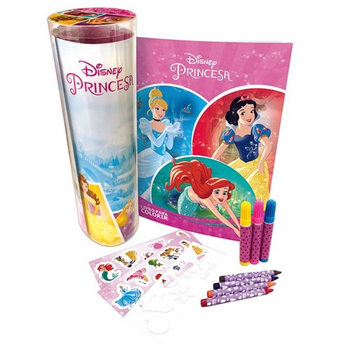 Livro Disney - Tubo Histórias e Livro para Colorir Princesas Disney - EDITORA DCL