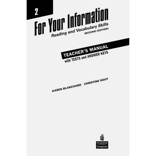 Livro - For Your Information 2 - Reading And Vocabulary Skills -Teachers Manual - With Tests And Answer Keys