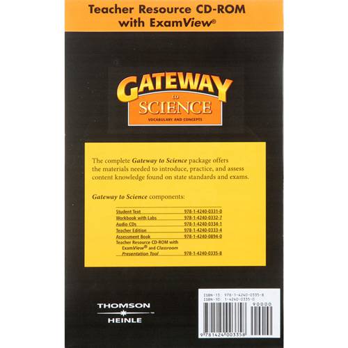 Livro - Gateway To Science - Vocabulary And Concept - Teacher Resource CD-ROM With ExamView