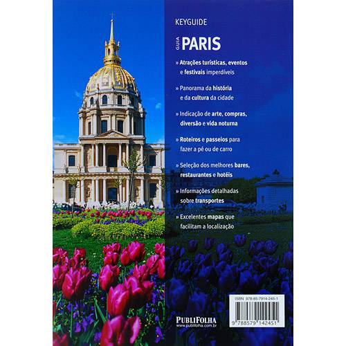 Livro - Guia Paris - KeyGuide - o País, Como Circular, Regiões, Informações, Mapas