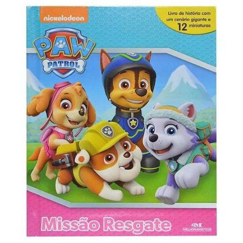 Livro Infantil Patrulha Canina Missão Resgate com 12 Miniaturas