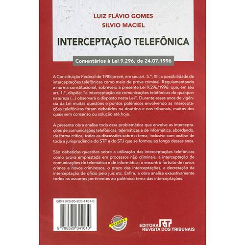 Livro - Interceptação Telefônica - Comentários à Lei 9.296, de 24.07.1996