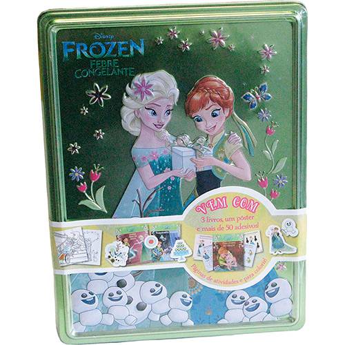 Livro - Kit Disney Latinha Feliz Frozen Febre Congelante (Contem 03 Livros, um Pôster e Mais de 50 Adesivos)