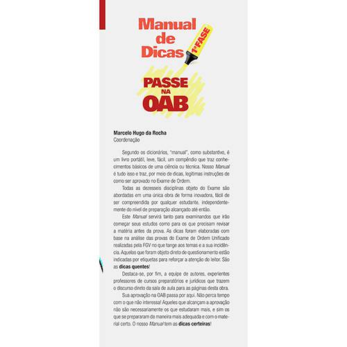 Livro - Manual de Dicas - Passe na Oab - 1ª Fase