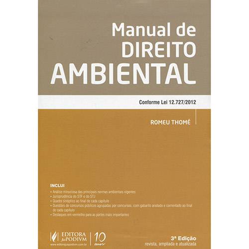 Livro - Manual de Direito Ambiental: Conforme Lei 12.727/2012