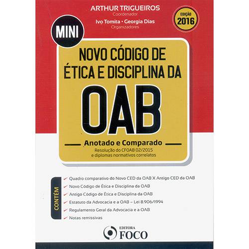 Livro - Mini Novo Código de Ética e Disciplina da OAB: Anotado e Comparado