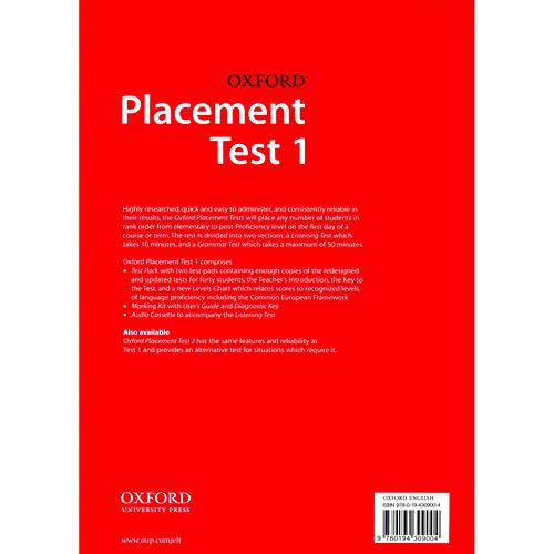 Livro - Oxford Placement Tests: Level 1 Test Pack