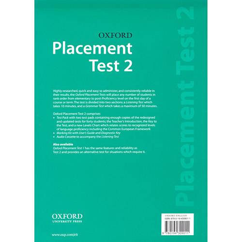 Livro - Oxford Placement Tests: Level 2 Test Pack