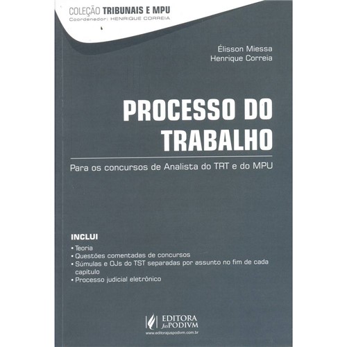 Livro - Processo do Trabalho: para os Concursos de Analista do TRT e do MPU