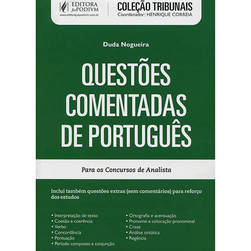 Livro - Questões Comentadas de Português para os Concursos de Analista - Coleção Tribunais