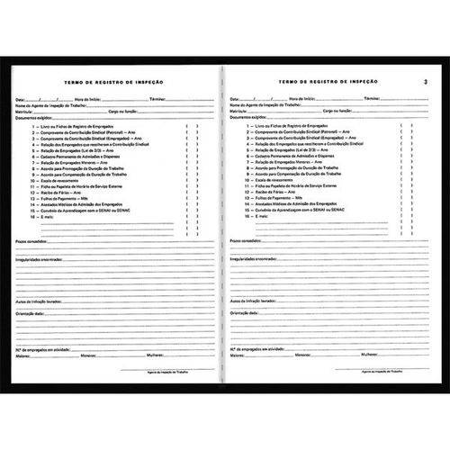 Livro Registro Inspecao do Trabalho 50f.22x32 Pct.c/10 Sao Domingos