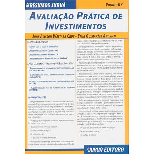 Livro - Resumos Juruá: Avaliação Prática de Investimentos - Vol. 7