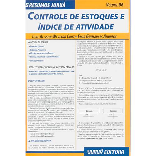 Livro - Resumos Juruá: Controle de Estoques e Índice de Atividade - Vol. 6