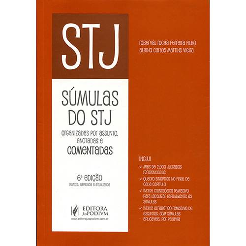 Livro - STJ: Súmulas do STJ Organizadas por Assunto, Anotadas e Comentadas