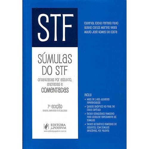 Livro - Súmulas do STF Organizadas por Assunto, Anotadas e Comentadas