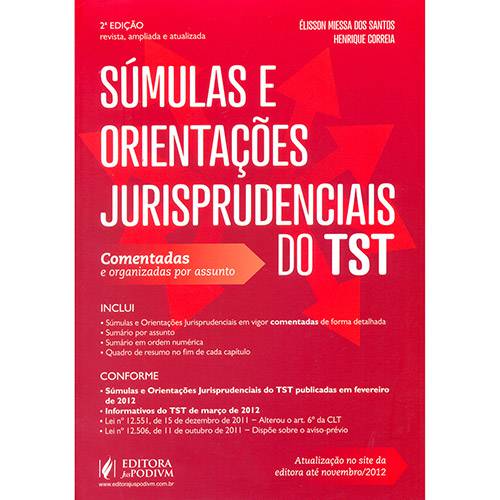 Livro - Súmulas e Orientações Jurisprudenciais do TST - Comentadas e Organizadas por Assunto