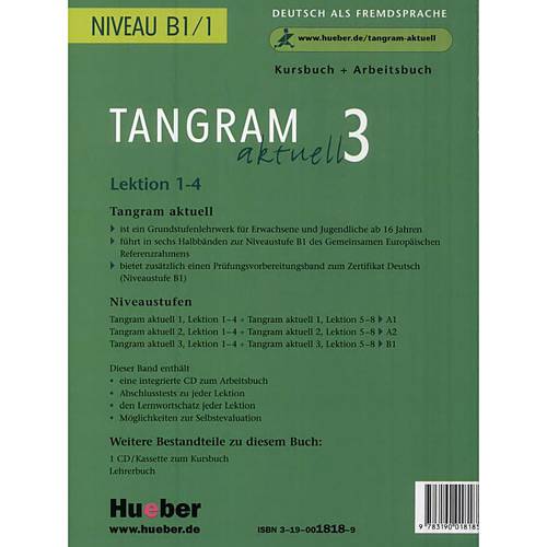Livro - Tangram Aktuell 3 - Kursbuch + Arbeitsbuch - Lektion 1-4 - Niveau B1/1