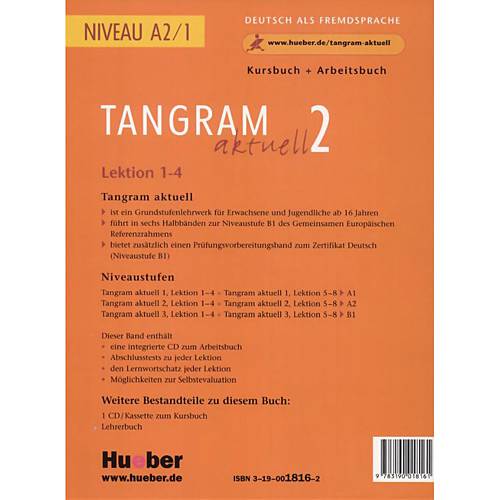 Livro - Tangram Aktuell 2 - Lektion 1-4 Kursbuch + Arbeitsbuch - Niveau A2/1