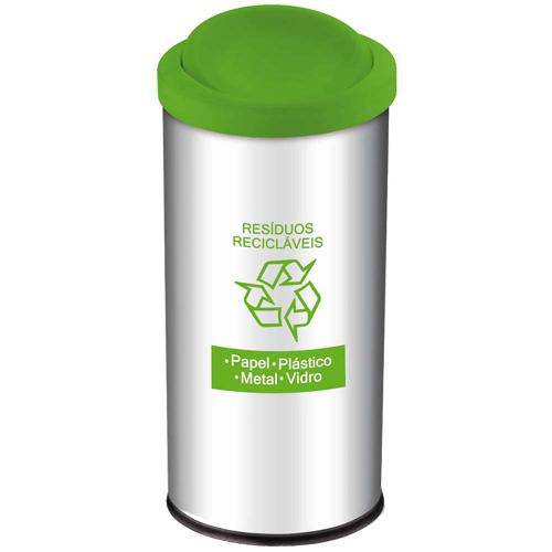 Lixeira Seletiva para Recicláveis Basculante 40,5l em Aço Inox Verde - Brinox