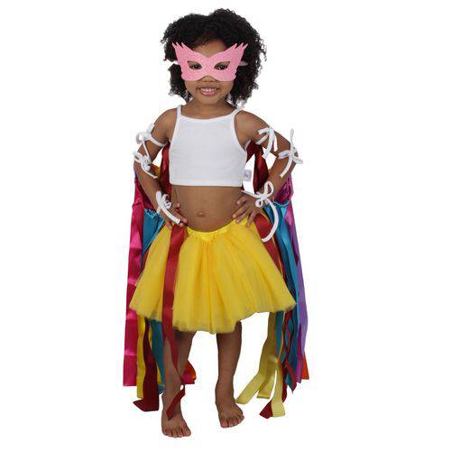 Look de Fitas com Saia de Tutu Amarela - Carnaval - Quimera Kids
