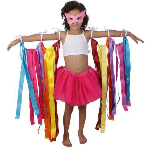 Look de Fitas com Saia de Tutu Pink - Carnaval - Quimera Kids