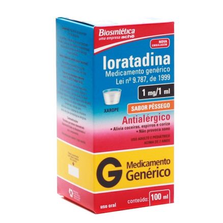 Loratadina 1mg Frasco 100ml Generico Biosintética