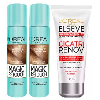 L'Oréal Paris Magic Retouch + Ganhe Cicatri Renov Kit - Leave-In + 2 Corretivos Capilar Louro Escuro Kit