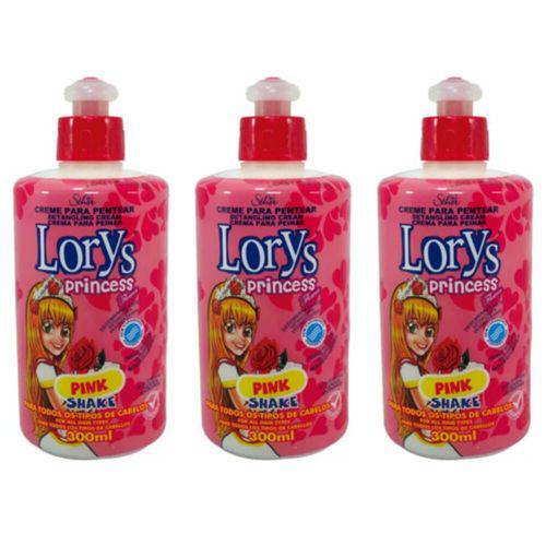 Lorys Kids Princess Pink Shake Creme P/ Pentear Infantil 300g (kit C/03)