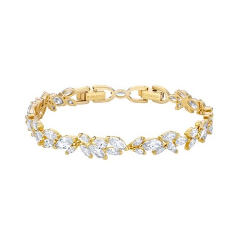 Louison Bracelet, White, Gold-tone Plated