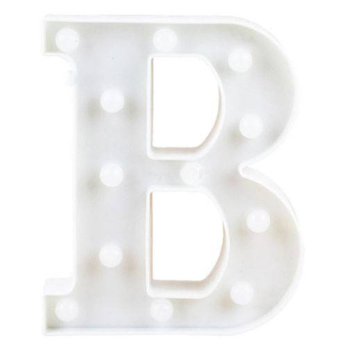 Luminária Branca Decorativa Letra Luminosa Led 3D - Letra B
