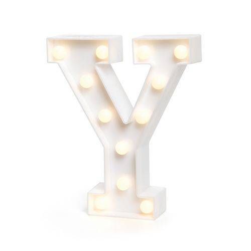 Luminária Branca Decorativa Letra Luminosa Led 3D - Letra Y