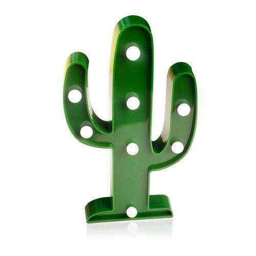 Luminária Cactus Parede ou Mesa - Led 24cm Cacto Verde