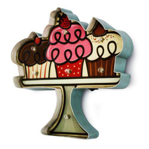 Luminária de Parede Vintage Placa de Led Taça Cupcake para Decoração Retrô Modo Abaju