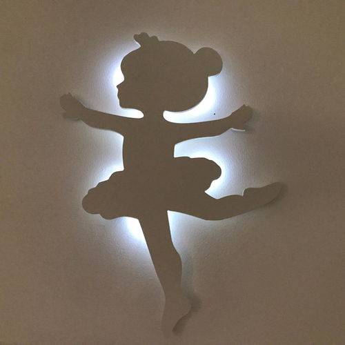 Luminária Decorativa Bailarina em MDF LED Branco Frio 40 X 25 Cm