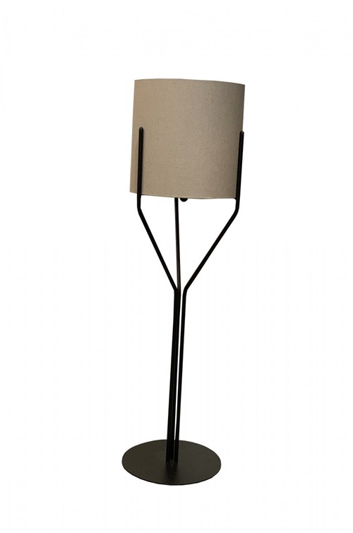 Luminária Ferro Preta Cúpula Linho 150cm - Occa Moderna