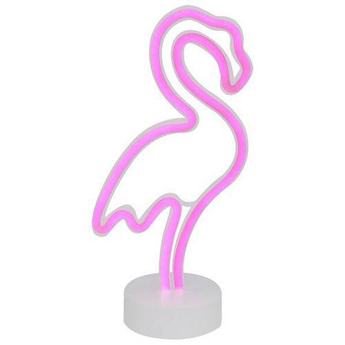 Luminária Flamingo Rosa de Mesa Led Neon a Pilha e USB