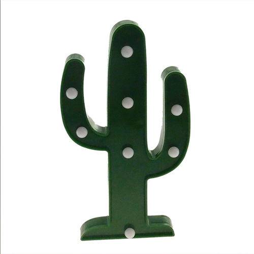 Luminaria Led Abajur Decoração Cactus Verde Plastico 26x15x3