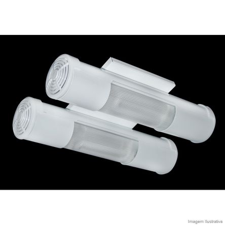 Luminária Mini Tubular para 2 Lâmpadas Eletrônica Branca Tualux