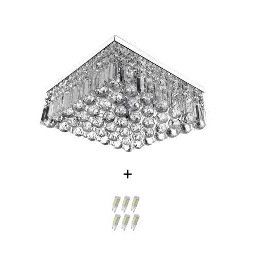 Lustre de Cristal Legitimo Wonderwall 40x40 com Lâmpadas 3000k (branco Quente)