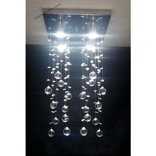 Lustre Plafon de Cristal Acrílico - Base Fina 30x30 - Debby Artes