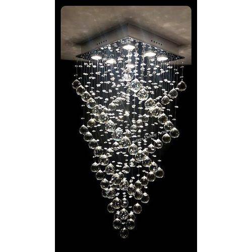 Lustre Plafon de Cristal Legítimo - Base 35x35x90 - Esferas 40 Mm - Debby Artes