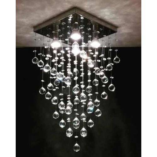 Lustre Plafon de Cristal Legítimo - Base Fina 30x30x60 - Debby Artes