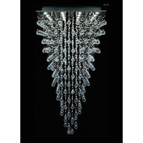 Lustre Quadrado Inox Cristal Intercalado Transparente 16 Lâmpadas 70x80 Dna Gu10 Qu-016 Cozinhas e Quartos