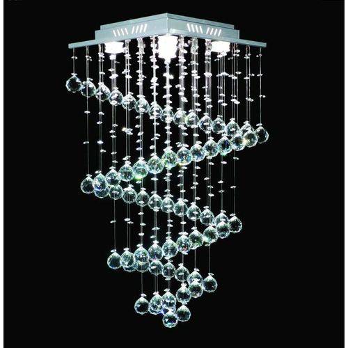 Lustre Quadrado Inox Espiral Cristal Translúcido 5 Lâmpadas 37x37 Dna Gu10 Qu005-esp Salas e Hall