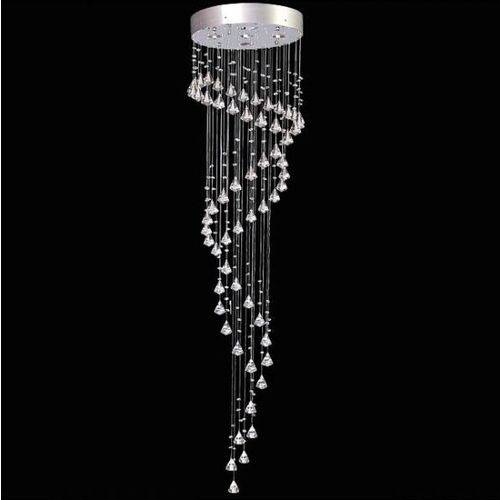 Lustre Redondo Inox Cromado Escada Cristal Transparente 4 Lâmpadas Ø40 Mr Iluminação Gu10 2410-5-d40 Quartos e Salas