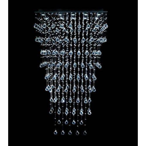 Lustre Retangular Inox Cristal Intercalado Transparente 10 Lâmpadas 80x40 Dna Gu10 Rt-010 Cozinhas e Quartos